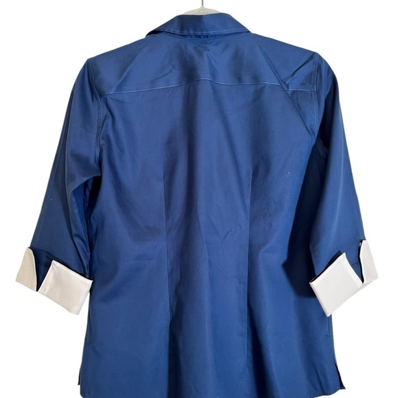 Lands' End Womens Navy Blue Solid Color Shirt in Size 6 - Picture 3 of 7